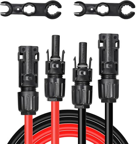 Cavo solare 2 x 8 m con 2 chiavi, 4 mm² 1500 V PV cavo di prolunga solare impermeabile IP67, cavo PV per impianti solari/camper/marine/centrali elettriche