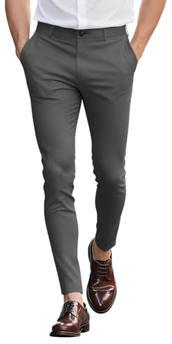 GINGTTO Chino Homme Pantalon Skinny Extensible Trousers Stretch Pant | Chino Super Extensible Et Plat Sur Le Devant, Adapté Pour Les Affaires, Les Mariages, Le Golf