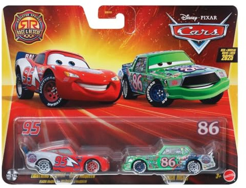 Cars Disney Pixar - Set di 2 auto in metallo 1:55 - Radiator Springs Rally Race 200 Lightning Mcqueen & Chick Hicks