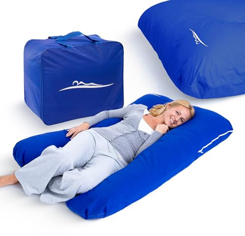 MKS Seitenschläferkissen mit Bezug | Komfortkissen (100 x 150 cm) | Schlafkissen | Seitenschläferkissen u Form | Ergonomisches Premium kühlendes Kuschelkissen (Baumwolle (Standard) / Blau)