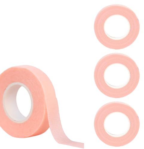 VEOIRXU 3 Stück Cosmetic Tape Wimpern Tape Atmungsaktive Mikroporen Stoff Bänder Lash Tapes Mehrzweck Atmungsaktive Make-up Werkzeug für Eyeliner Lidschatten Wimpernverlängerung 1,25 cm x 9 m (Rose)