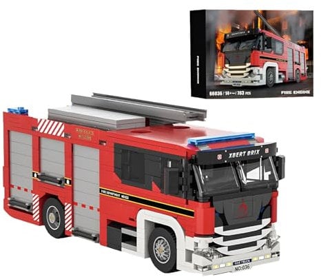 Feuerwehrauto Bauklötze Setzen für Erwachsene (703PCS), Stadt Notfall Rettung Fahrzeug Sammler Modell Bauklötze Kit, Geschenk für Jugendliche ab 14 Jahren, Kompatibel mit großen Marken