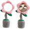 Personalisierte Sonnenblume,imitierende Plüschpuppe mit singender und Tanzender Cartoon-Sonnenblume,Familie,Freunde, Kollegen Geburtstag Geschenke,Büro Auto Dekoration (Pink)