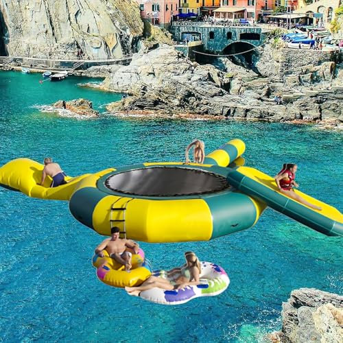 DUOAZJL Trampoline Aquatique Gonflable, Trampoline de lac, Trampoline Aquatique Toboggan, pataugeoire, Plateforme de Natation pour Adultes, Trampolines pour Parc Aquatique