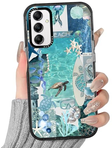 Yoedge Handyhülle für Samsung Galaxy A14 5G Hülle mit Schildkröte Muster | Aesthetic Meerestier Frucht Sommer Design Case Mädchen Geschenk Schutzhülle, Transparent Silikon stoßfest Kratzfest Cover