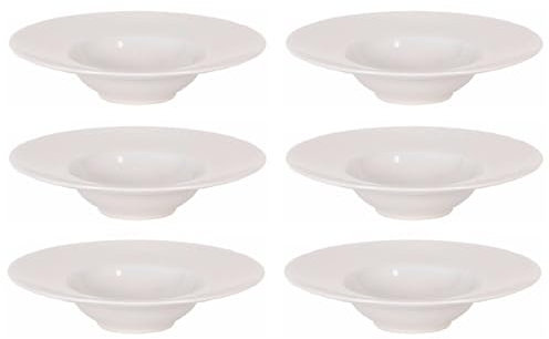 AC - Pack de 6 Platos hondos para Risotto, cerámica, Modelo Bari, vajilla, Pasta, Tapas, postres, Cocina, válidos para microondas y lavavajillas (Color Marfil - Ø 25 cm)