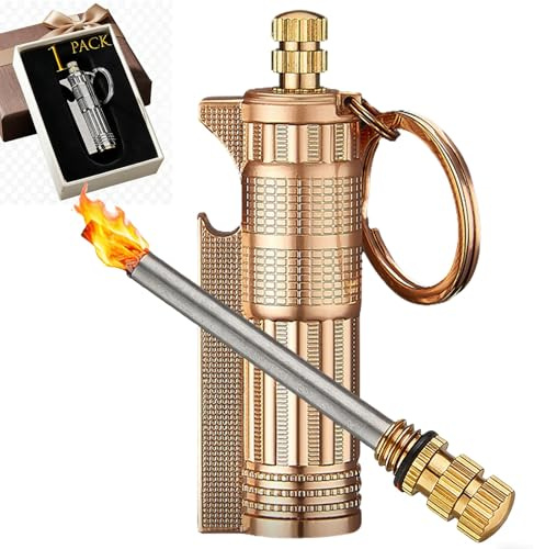 Permanent Match 3er-Pack – Wasserfeste Streichhölzer, Schlüsselanhänger-Feuerstarter for Überleben | Feuersteinfeuerzeug mit Flaschenöffner, Notfallset for Camping, Wandern(Gold)