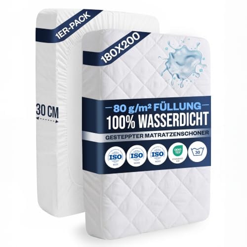 FORMEYA Steppung Matratzenschoner 180x200 Mikrofaser | wasserdichte Matratzenauflage mit Nässeschutz, Oeko-TEX Matratzenschutz, Waschbar, Weich, Atmungsaktiv, Mattress Protector Weiß