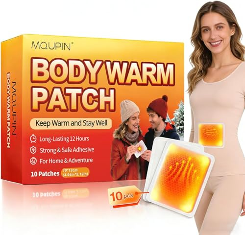 MQUPIN Heat Patches,10 Patches Disposable Body Warmer with Adhesive,Outdoor Air-Activated Body Warmer Deep Heating Pads,for Back,Leg,Knee,Shoulder,Elbow,Ankle,Neck
