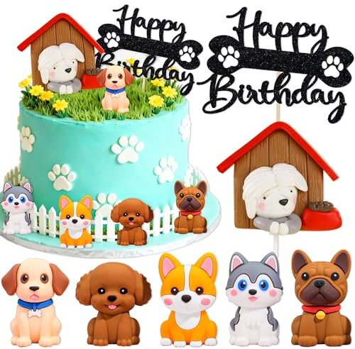 JeVenis Hundewelpen Geburtstagsparty Dekorationen Tierfiguren Kuchendekorationen für Geburtstagsfeiern Partyzubehör zum Thema Haustiere Geschenke