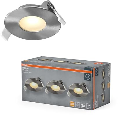 Osram Spot Set LED Einbaustrahler 4,9W 120° Satin-Nickel | Spot Set Recess, Spot lights and ceiling spots, Satin Nickel, 85 mm dia, 25000 h, 3-Pack