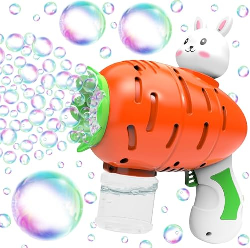 Seifenblasenmaschine Kinder, Ostern Karottenhase Seifenblasen Pistole, Automatische Seifenblasenpistole mit Seifenblasen Flüssigkeit, Osterspielzeug, Bubble Gun für Outdoor Geburtstag Party