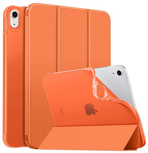 MoKo Slim Case for iPad (A16) 11th/10th Gen 2025/2022, Xingyu Orange | Smart Protective Tri-fold Folio Standing Case, Soft TPU Translucent Back Cover, Auto Wake/Sleep, Support Touch ID