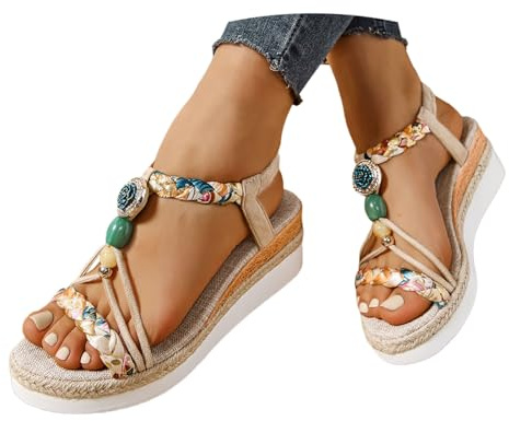 2026 Sandales Compensées Femme: Été Confortable Chaussures Espadrilles Plateforme Confort Chic Sandale Chaussure Femmes Bout Fermé Talon Et Nu-Pieds Sandalette Orthopedique Comfy Semi