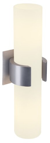 SLV Wandlampe DENA 2 für die Innen-Beleuchtung von Wänden, Design Wandleuchte, LED Wandbeleuchtung, Aluminium, Glas satiniert, für Wohnzimmer, Schlafzimmer, Flur, 2x E14, EEK E-A++, max. 40W