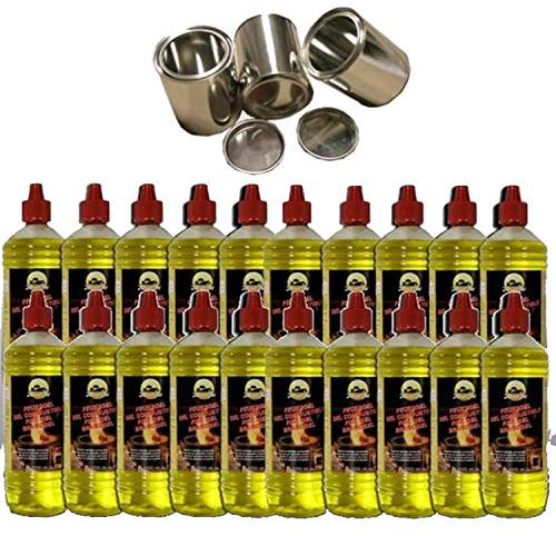 Gelkamine Ethanolkamine + Zubehör 20 Liter Hoichleistungs Brenngel und 3 Leere Brennstoffdosen aus weißblech