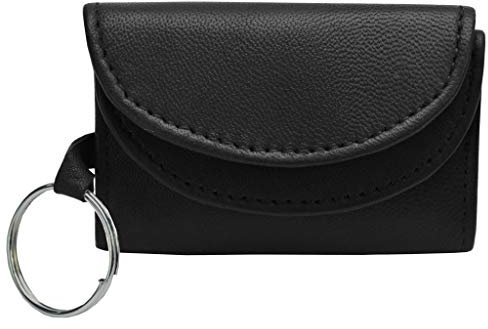 Mini Börse kleine Münzbörse mit Schlüssel Ring Schlüsselmäppchen Schutz schwarz