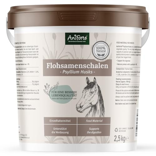 AniForte Indische Flohsamenschalen Pferd 2,5kg – Reich an Ballaststoffen & Schleimstoffen, zur Unterstützung der Verdauung, in Rohkostqualität