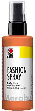 Marabu 17190050225 - Fashion Spray mandarine 100 ml, Textilsprühfarbe, m. Pumpzerstäuber, für helle Textilien, weicher Griff, einfache Fixierung, waschbeständig bis 40°C, tolle Effekte auf Stoff