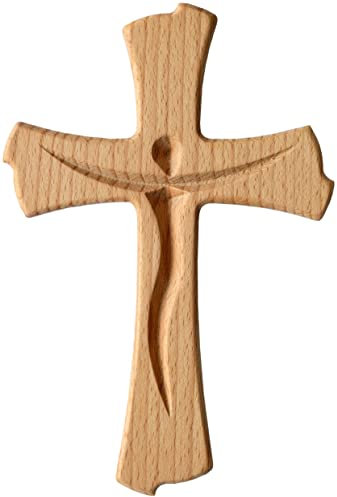 - Geschenkidee Kaltner Präsente Wandkreuz Echt libro madera Cruz Kruzifix para la pared de 20 cm moderno.