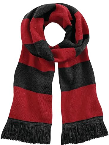 Beechfield Unisex Stadium Scarf Schal, Mehrfarbig (Black/Classic Red 00), One Size