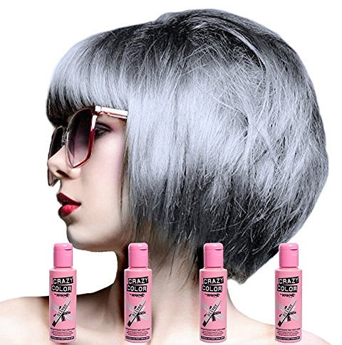 Crazy Color Hair Dye Tintura per capelli semipermanente per donna Confezione da 4 Argento
