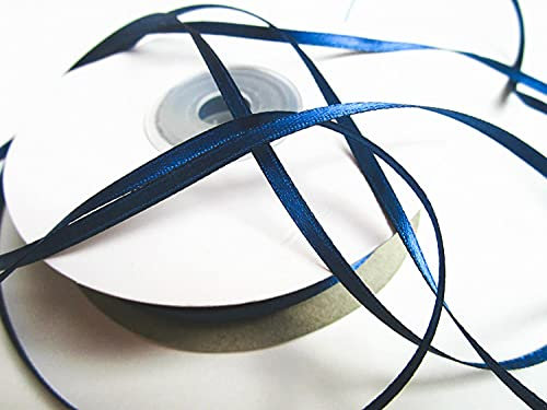 CaPiSo 100m Satinband 3mm Schleifenband Geschenkband Dekoband Satin Hochzeit Weihnachten Weihnachtsband (Nachtblau)