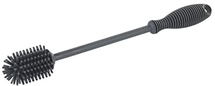 WENKO Cepillo de fregado de Silicona SIA, Cepillo de Limpieza de Calidad con Cabezal pequeño, para Lavar Vasos y Tazas sin rayar la vajilla, Fabricado con Silicona Resistente, Ø 3,5 x 25 cm, Gris