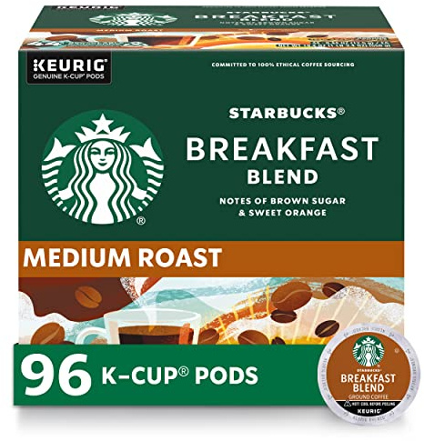 Starbucks Breakfast Blend Medium Roast Single Cup Coffee for Keurig Brewers, 4 Boxes of 24 (96 Total K-Cup pods)