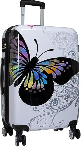 Bowatex Mittelgroßer Motiv Butterfly Trolley Weißer Schmetterling Koffer 70 Li