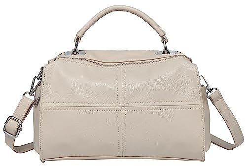 Crossbody Bag for Women,VASCHY Fashion Vegan Leather Ladies Handbag with Top Handle Convertible Small Satchel Handbags & Shoulder Bags for Women with Adjustable Shoulder Bag and Multi Pockets (Beige)