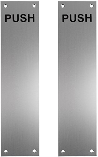 2X Door Push Finger Plates - Aluminium 300mm Pre-Drilled Metal Open/Close Covers