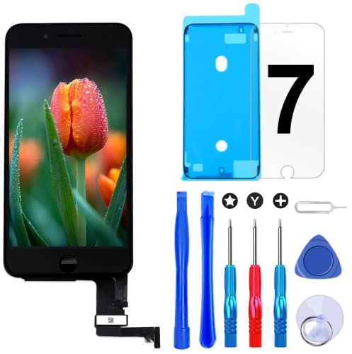 Brinonac Für iPhone 7 Display LCD Touchscreen Digitizer Ersatz Bildschirm Front Komplettes Glas mit Werkzeug und Display Schutzfolie (4,7, Schwarz)