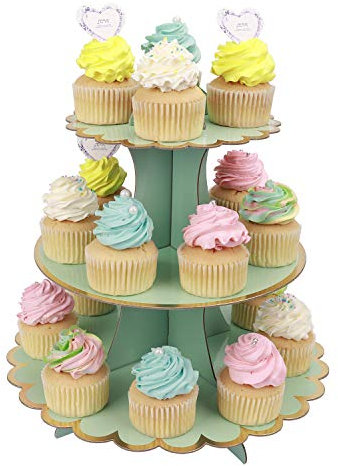 MengH-SHOP Cupcake Stand Cartone 3 Tier Alzata per Torta Supporto per Cupcake per Baby Shower Genere Reveal Festa Bambini Festa di Compleanno