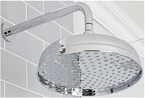 Milano Elizabeth Traditional 300mm Round Rainfall Shower Head Wall Mounted Arm - Chrome
