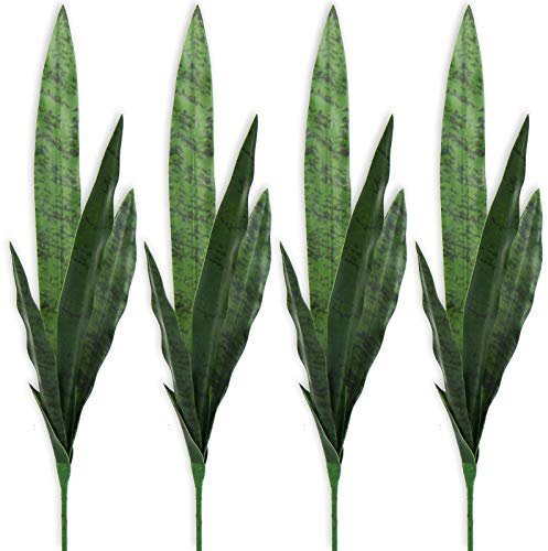 Bird Fiy Künstliche Schlangenpflanzen, 76,2 cm, künstliche Agave künstliche Sansevieria, künstliche Seidenpflanze für Zuhause, Garten, Büro, Geschäft, Dekoration, 4 Stück (grün)