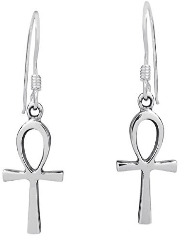 Petite Ankh Ohrringe mit ägyptischem Kreuz, 925er Sterlingsilber