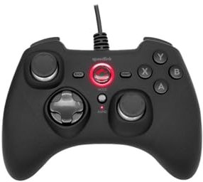 Speedlink RAIT Gamepad kabelgebunden – Gaming PC Controller mit Kabel, Vibrationsfunktion, Dauerfeuer Funktion, für PC, PS3, Switch, gummierte Oberfläche, schwarz