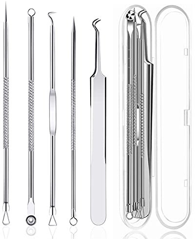 Punti Neri Strumenti Rimozione Schiaccia Brufoli Kit Pulizia Viso, togli i Punti Bianchi e le Macchie Acne dal Viso