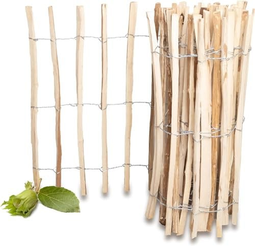 Clôture à ganivelle- Longueur 5 m - Espace 7-8 cm - Clôture à lattes en bois - Décoration pour jardin
