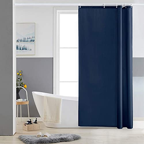 Furlinic Petit Rideau de Douche,Bleu Marine,90 x 180cm,Anti Moisissure,Tissu Polyester,Imperméable,Rideaux Baignoire Lavable en Machine,6 Crochets