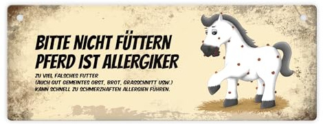 Bitte nicht füttern - Allergiker Metallschild XL mit weißem Pferd Motiv