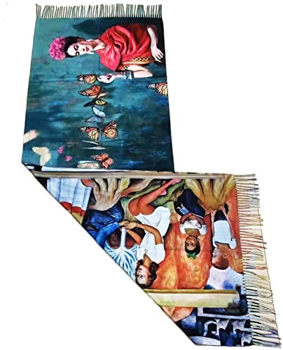 Toocool Unisex Schal Stola Klimt Van Gogh Kandinsky Monet Foulard Kunstgemälde 70x170cm Tuch Berühmte Meisterwerke Tragbare Kunst A001 [Eine Größe, Yhs-026 Frida]