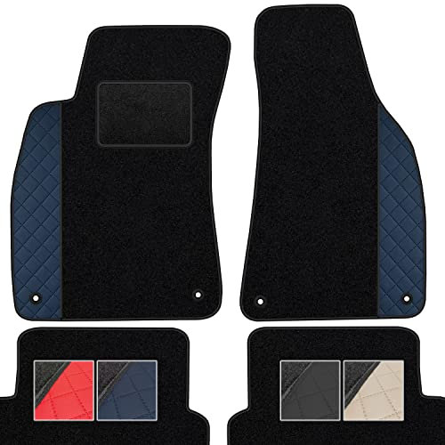 moto-MOLTICO Fußmatten Auto Velours Autoteppiche Schwarz Automatten Set 4-teilig - Auffälliges Design - passend für Audi A4 B5 1995-2001 (Blaues Muster)