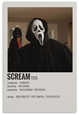 Filmposter Scream Horror für Schlafzimmer, 30 x 45 cm