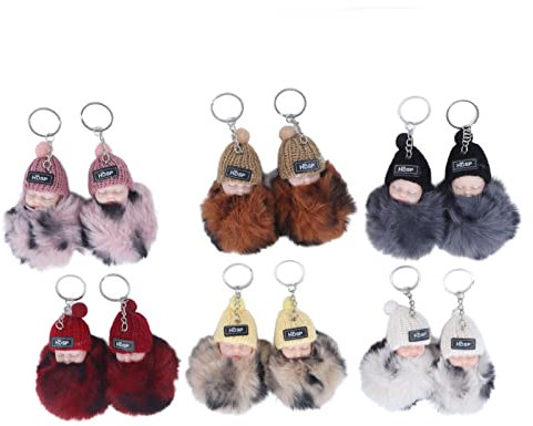 VGEBY Babypuppen-Schlüsselanhänger, 12 Stück Baby-Pompon-Schlüsselanhänger, Schlafendes Baby, Anhänger, Schlüsselanhänger, Niedliche Emulationspuppen-Schlüsselanhänger(NR.892-19) Puppen & Plüschtiere