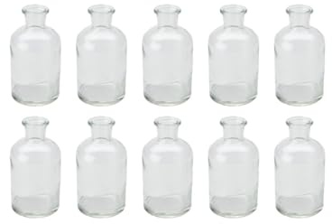 NaDeco Glasfläschchen, Packung mit 10 Stück, Maße ca. 12x7 cm Deko-Glasflaschen Glasfläschchen Deko-Flaschen Glas-Flaschen Kleine Deko-Vasen Kleine Flaschen kleine Deko-Milchflaschen