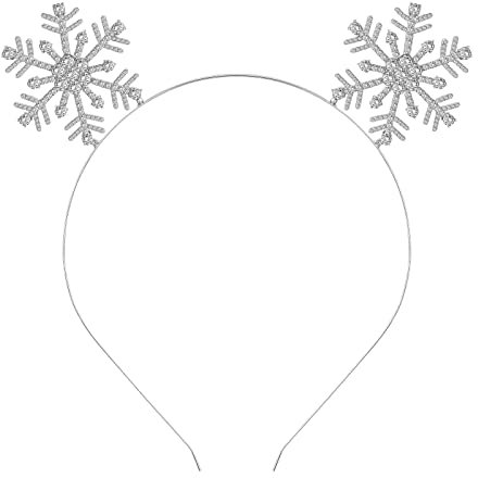 Sibba Weihnachten Schneeflocke Stirnbänder Xmas Strass Haarbänder Shinny Crystal Merry Christmas Crown Hair Hoop Holiday Party Tiara Kopfschmuck, Silber