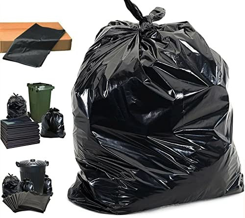 50pk Extra Strong Heavy Duty Black Bin Liner Rubbish Bags Waste refuse Sacks 160 Gauge/ 200 gauge Recycled Bin Liner Bags by Red Rainbow (200 Gauge Thick)