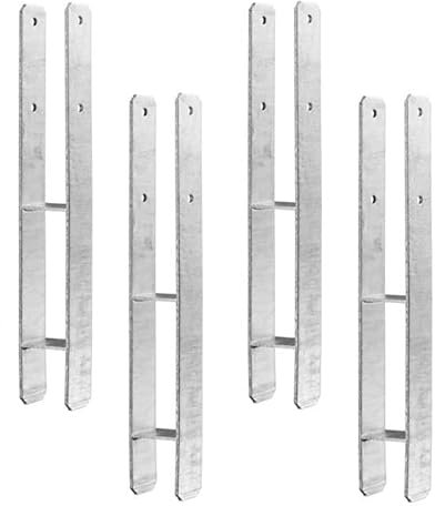 4 x Heunert H-Pfostenträger H-Anker Pfostenanker Set 4 Stück 91, 101, 121 oder 141 verzinkt mit CE Zeichen extra stark (4 Stück 141 x 800 x 6 mm)